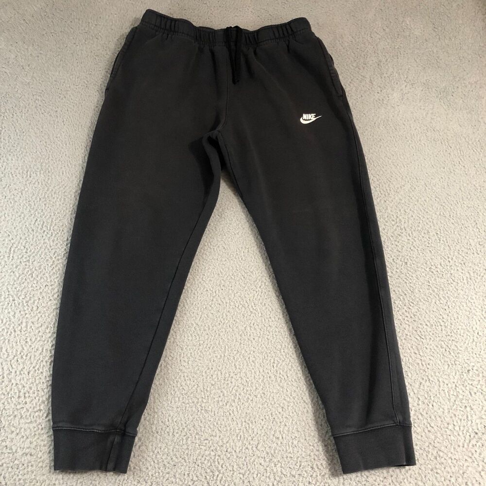 Nike Joggers Men Large Black Basketball Sweatpants Tapered Drawstrings Logo